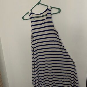 Old Navy Navy and Beige Striped Dress